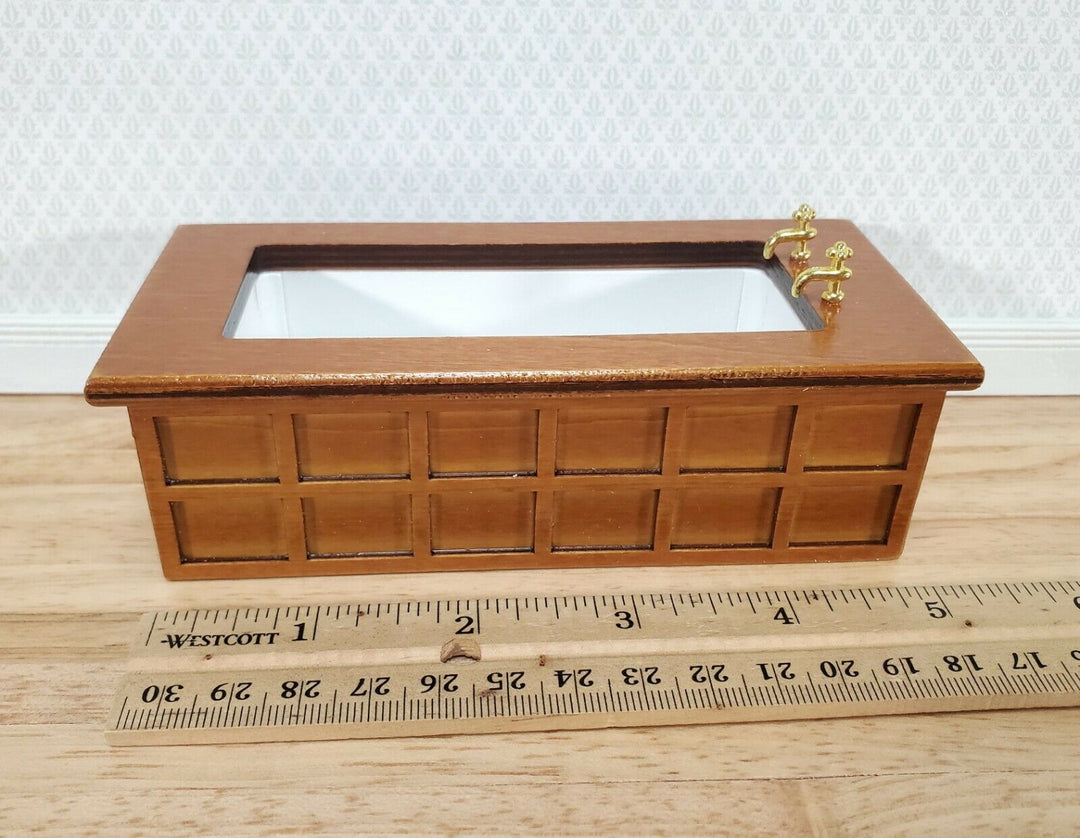 Dollhouse Bathroom Set Victorian Tub Toilet Sink Walnut Finish 1:12 Scale Miniature Furniture