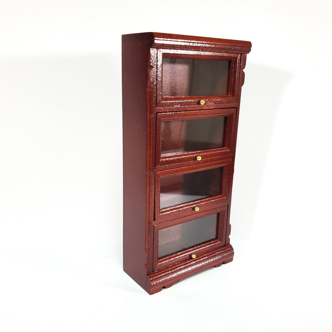 Dollhouse Bookshelf Barrister Bookcase Tall Lawyers 1:12 Scale Furniture Mahogany Finish