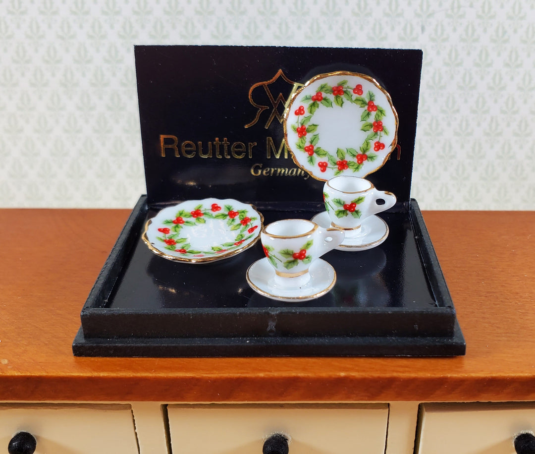 Dollhouse Coffee Setting for 2 Mistletoe Reutter Porcelain 1:12 Scale Miniatures