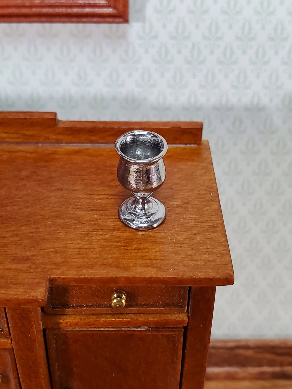 Dollhouse Wine Goblet Polished Metal 1:12 Scale Miniature by Phoenix Model