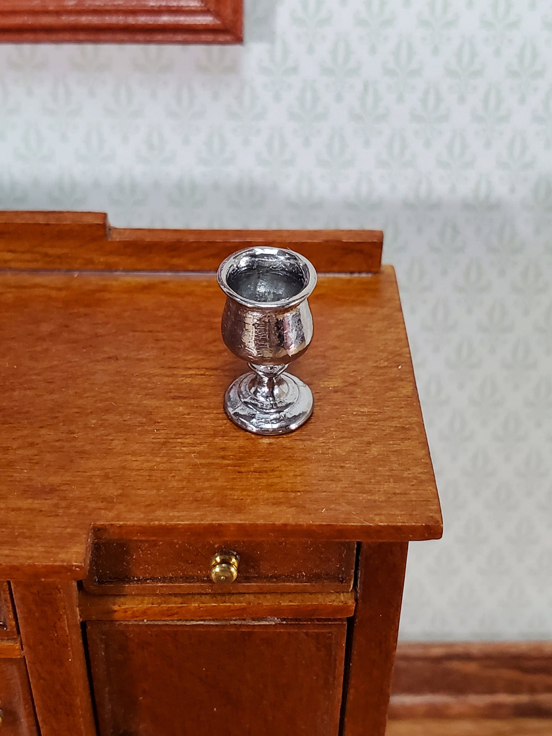 Dollhouse Wine Goblet Polished Metal 1:12 Scale Miniature by Phoenix Model