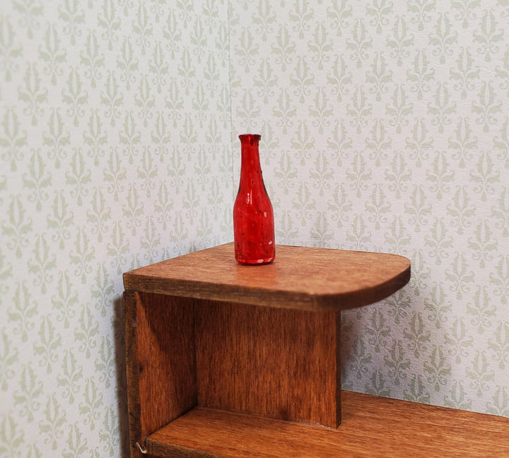 Dollhouse HALF SCALE Red Wine Bottle 1:24 Miniature Painted Glass