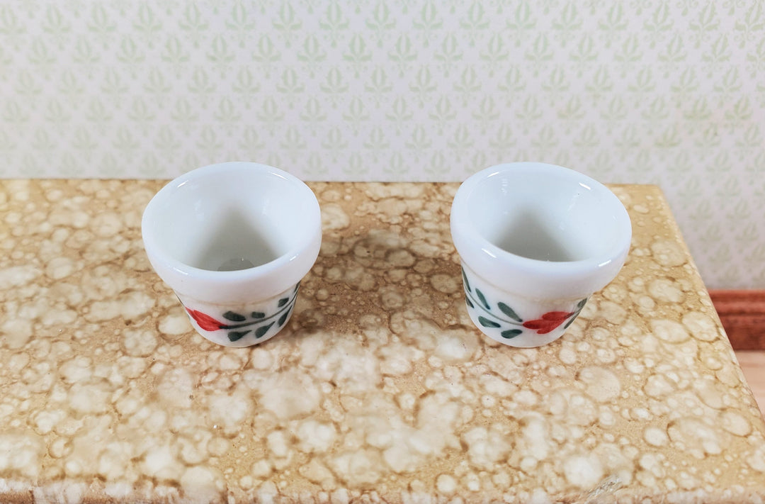 Dollhouse Ceramic Planter Pot Red & Green Set of 2 Small 1:12 Scale Miniature