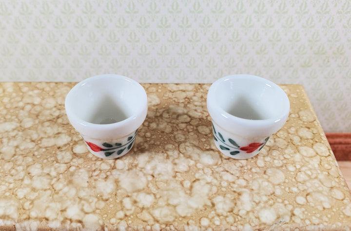 Dollhouse Ceramic Planter Pot Red & Green Set of 2 Small 1:12 Scale Miniature