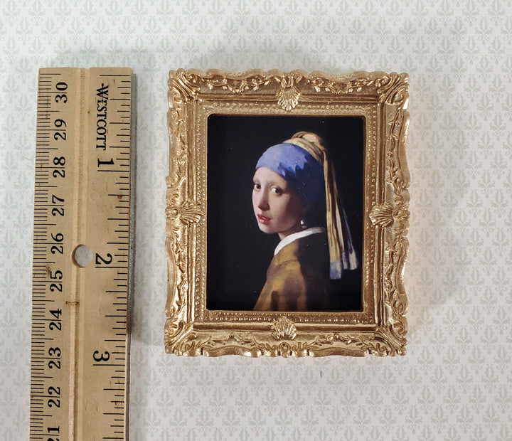 Miniature Vermeer Framed Print Girl with a Pearl Earring 1:12 Scale Dollhouse