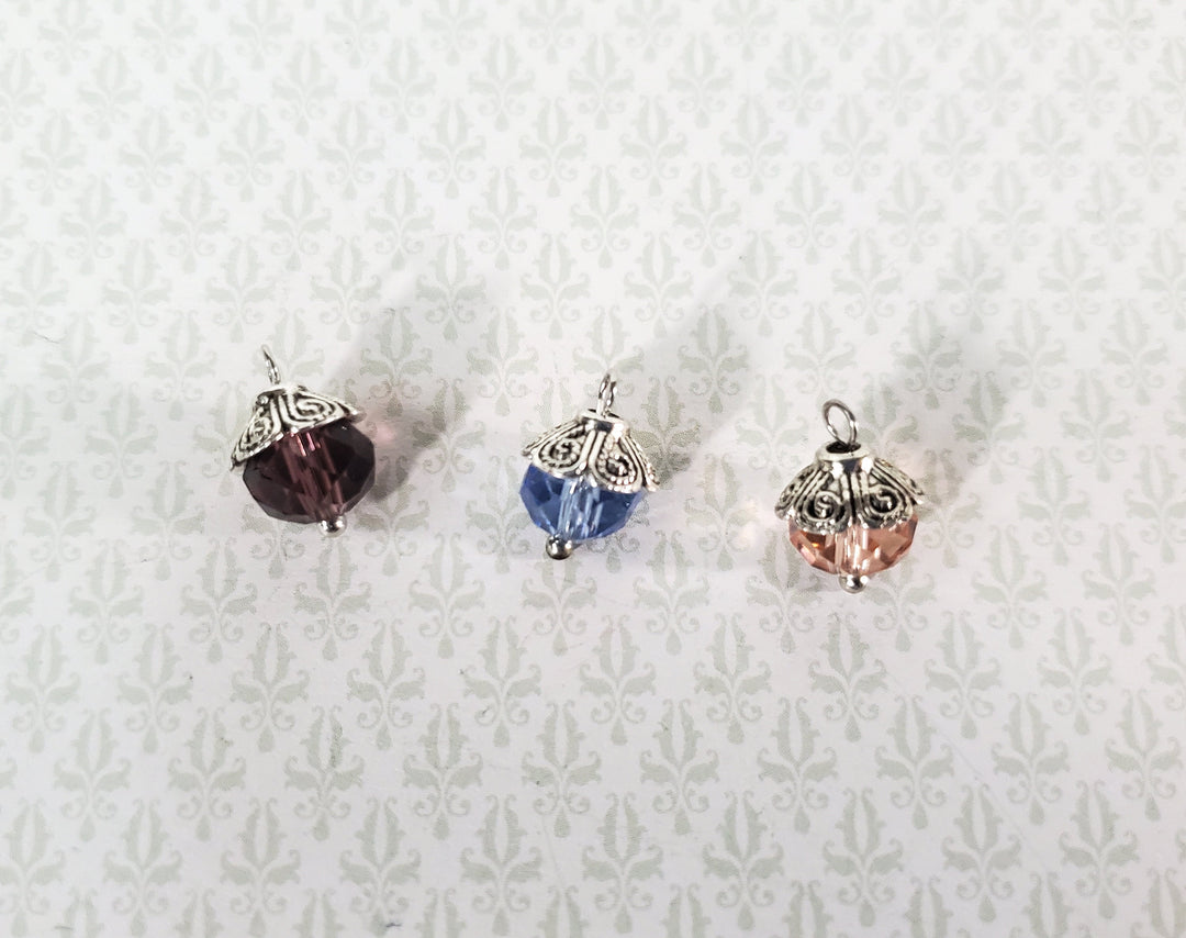 Dollhouse Christmas Ornaments x3 Tiny Crystal Bulbs 1:12 Scale Handmade