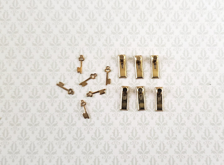 Dollhouse HALF SCALE Doorknobs with Keys Gold Brass x6 1:24 Scale Miniature