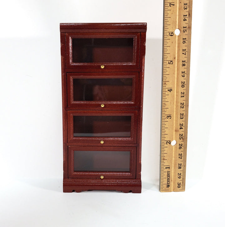 Dollhouse Bookshelf Barrister Bookcase Tall Lawyers 1:12 Scale Furniture Mahogany Finish