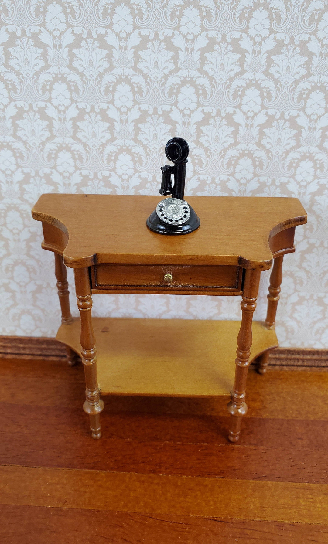 Dollhouse Candlestick Telephone Victorian Black & Silver 1:12 Scale Miniature