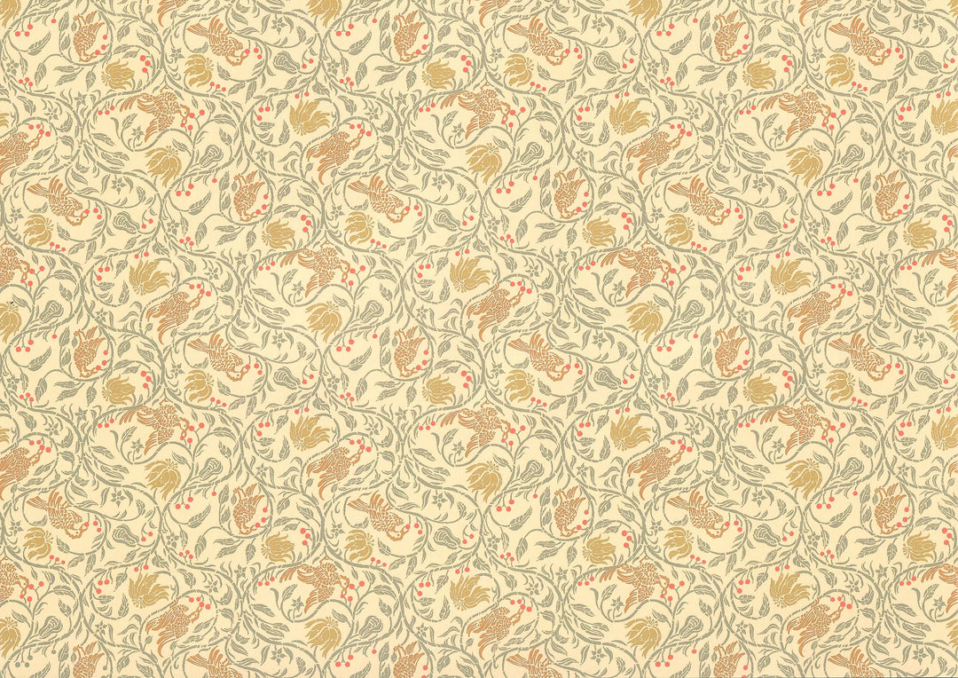 Dollhouse Wallpaper 3 Sheets Birds & Berries 1:12 Scale Victorian Art Nouveau