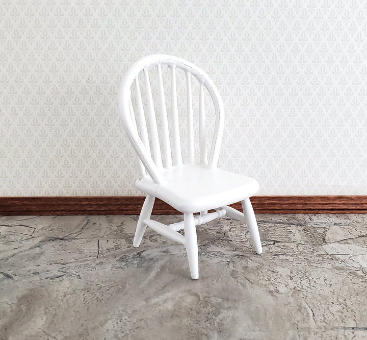 Dollhouse Windsor Spindle Back Kitchen Chair White 1:12 Scale Miniature Furniture