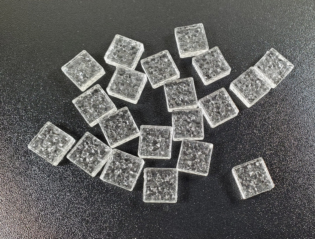 Miniature Glass Blocks 20 pc 1/2" Square x 3/16" Thick Mosaics Dollhouses Crafts