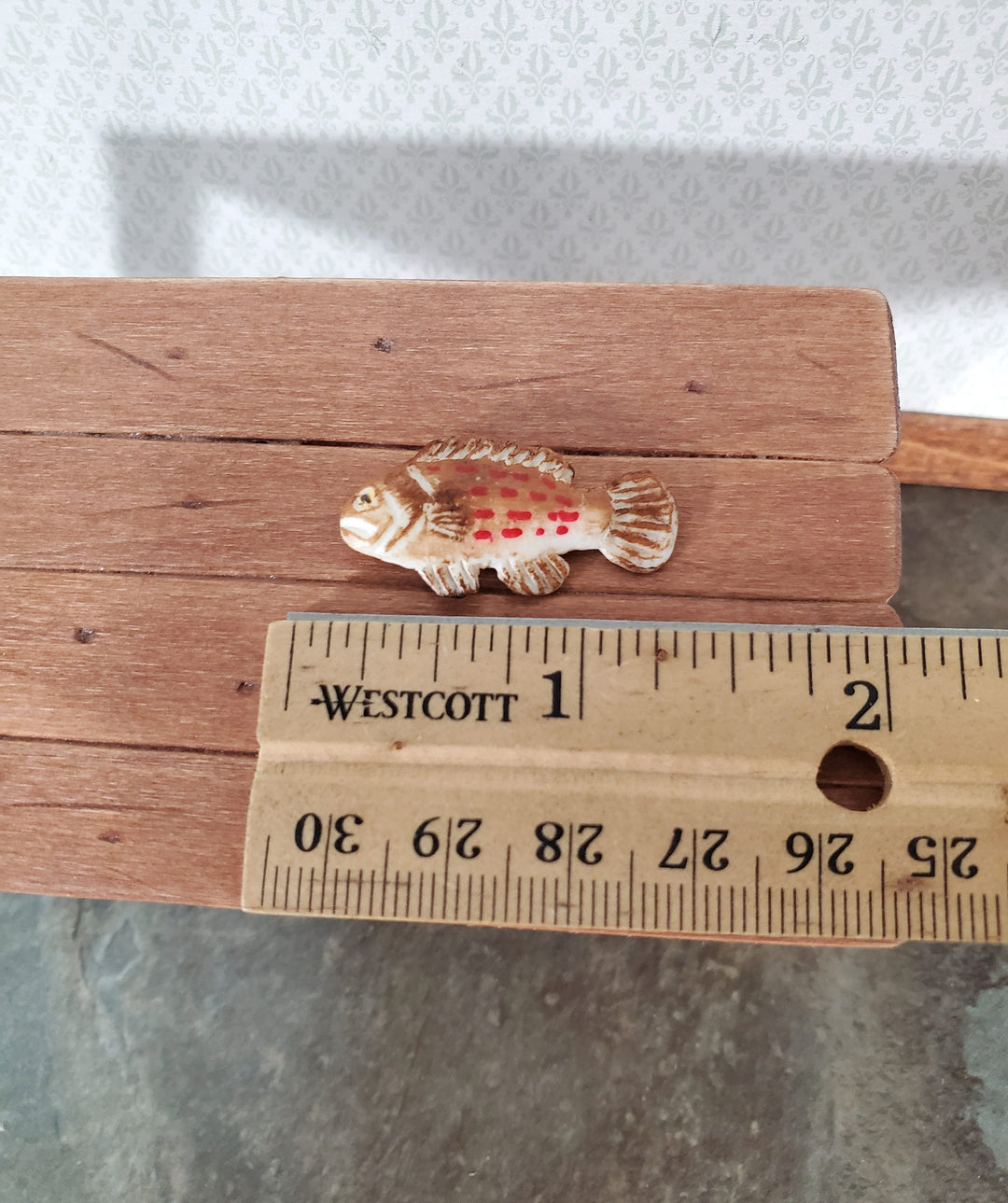Miniature x3 Fish Grouper for Dollhouse Food Seafood Grocer Grocery Store 1 1/4"