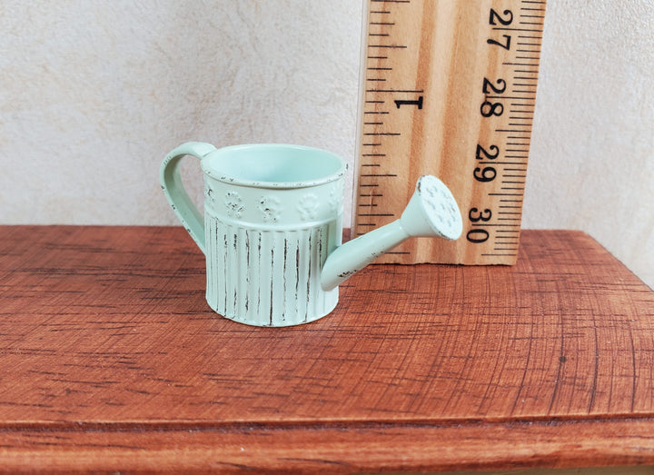 Dollhouse Metal Watering Can with Handle Green 1:12 Scale Miniature Garden
