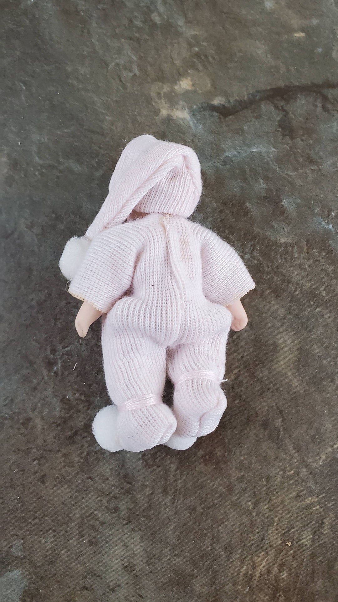 Dollhouse Miniature Baby Doll Porcelain Moveable 1:12 Scale Pink Sleeper