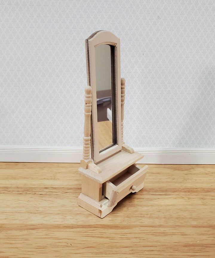 Dollhouse Mirror Full Length Dressing on Wood Tilting Frame 1:12 Scale Miniature