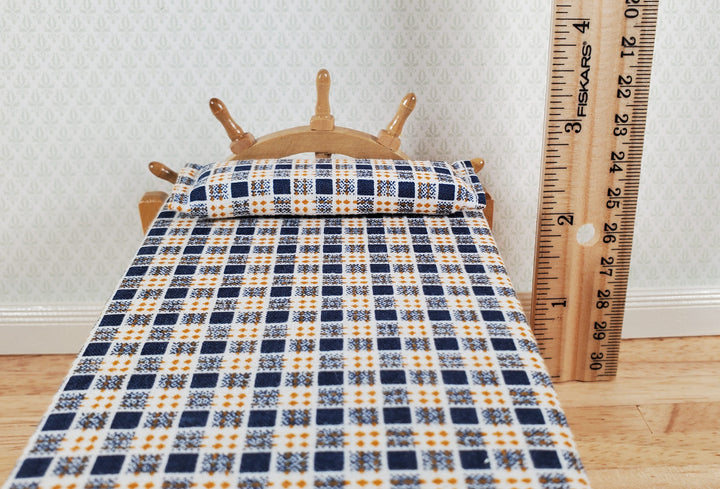Dollhouse Captains Bed with Ships Wheel Headboard 1:12 Scale Bedroom Furniture