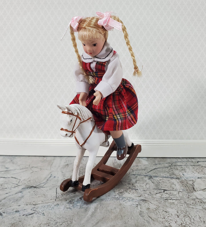 Dollhouse Rocking Horse Large Cast Resin 1:12 Scale Toy for Nursery or Kids Bedroom