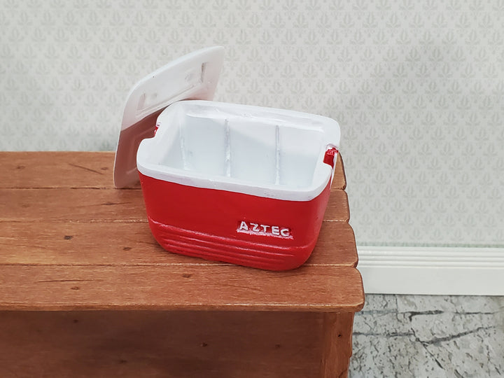 Dollhouse Red Cooler with Removable Lid Ice Chest Modern 1:12 Scale Dollhouse