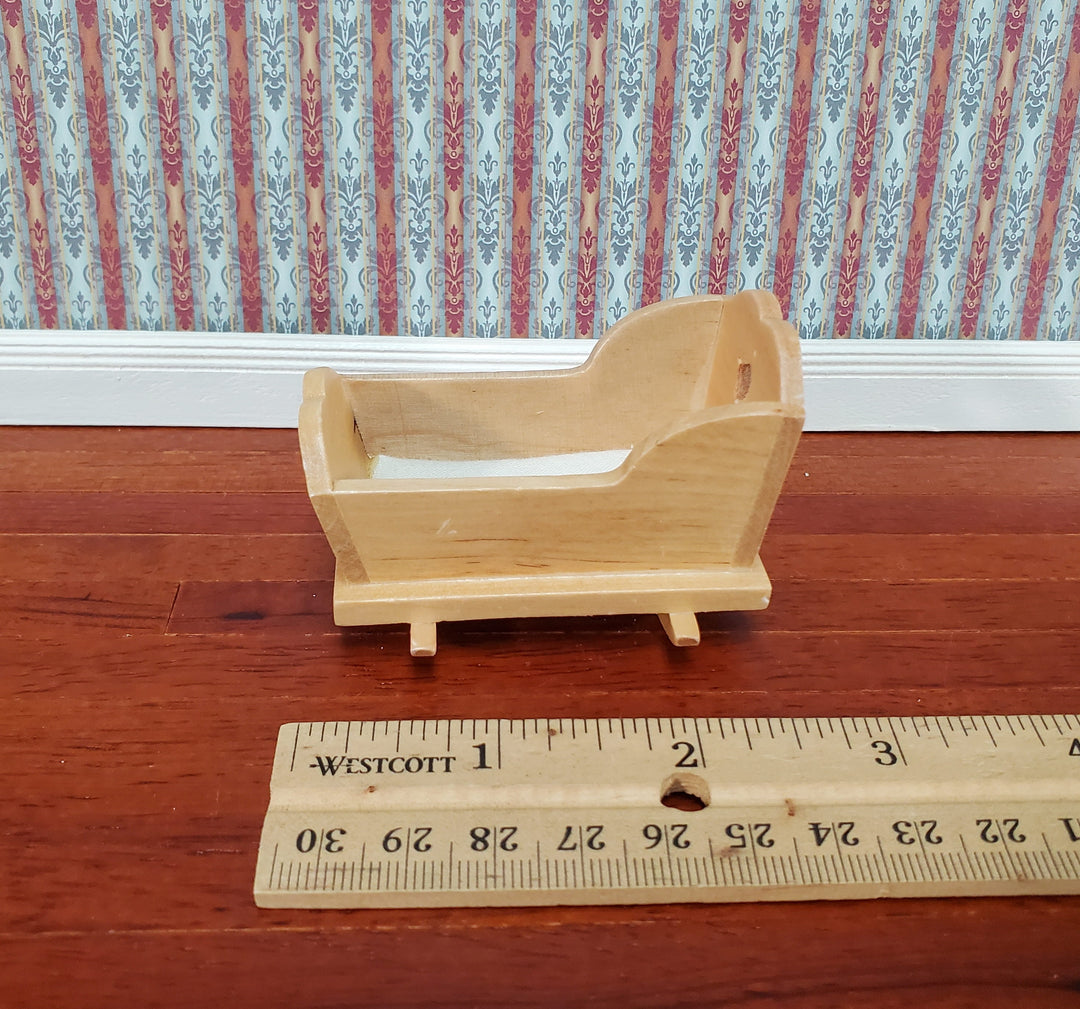 Dollhouse Cradle Small Crib for Nursery Light Oak Finish 1:12 Scale Miniature Furniture