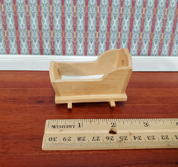 Dollhouse Cradle Small Crib for Nursery Light Oak Finish 1:12 Scale Miniature Furniture