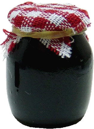 Dollhouse Black Glass Jam Jar 1:12 Scale Miniature Food Kitchen Grocery