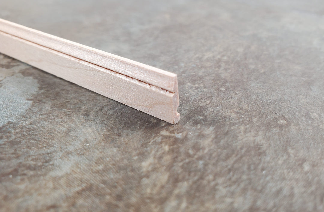 Dollhouse Baseboard Trim w/ Wire Channel 7/16" tall x 18" 1:12 Scale CLA70304