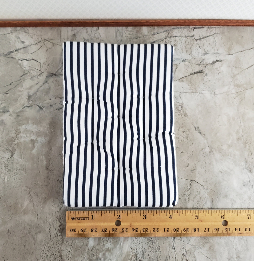 Dollhouse Miniature Mattress Double Size Black & White Striped 1:12 Scale Bedroom