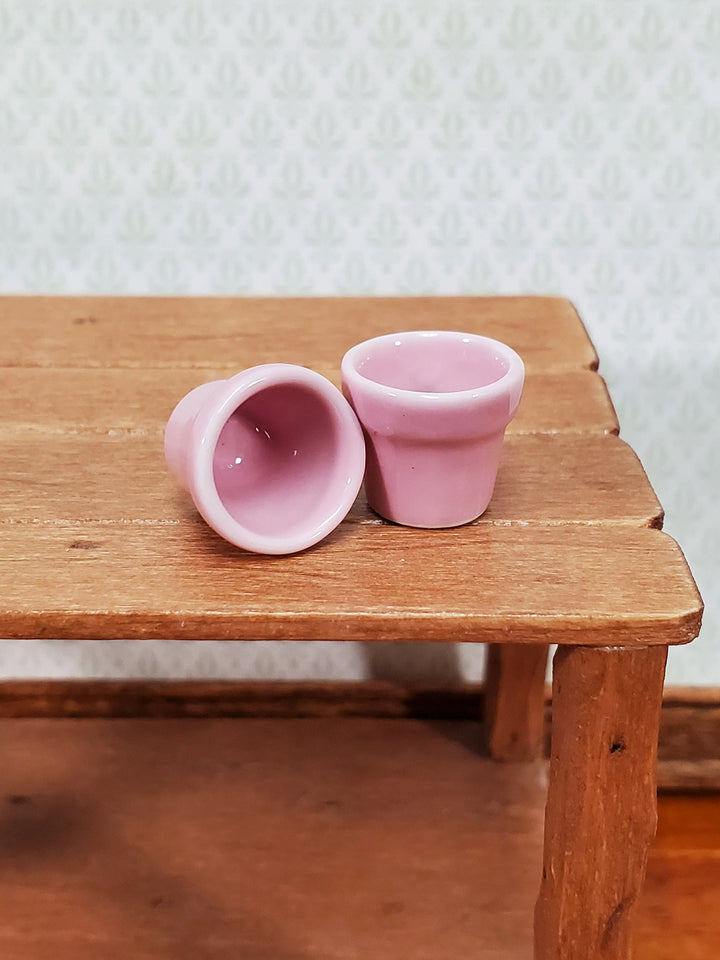 Dollhouse Planters Pink Set of 2 Small Ceramic Miniature Garden Pots