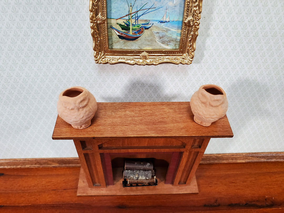 Dollhouse Owl Planters Terra Cotta Pots Set of 2 Unglazed 1:12 Scale Miniatures