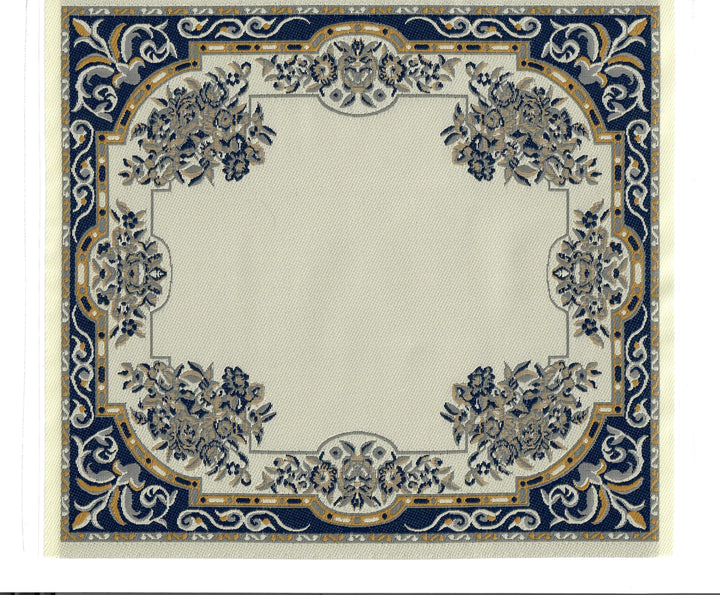 Dollhouse Large Rug Fabric Blue Gold Beige Full Room 1:12 Scale Miniature Carpet