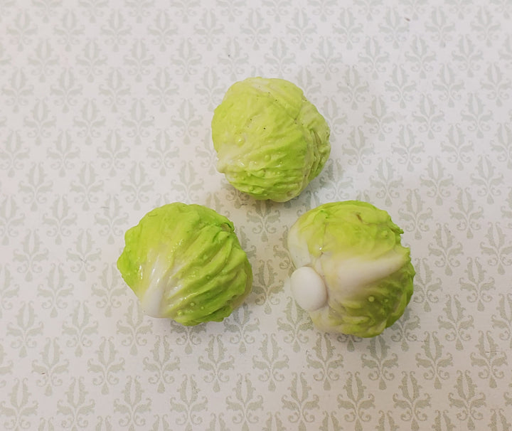 Dollhouse Cabbage or Iceberg Lettuce 3 Heads 1:12 Scale Miniature Food Vegetable