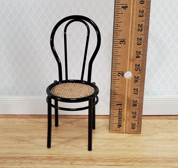 Dollhouse Chair Black Metal "Cane" Seat 1:12 Scale Fairy Garden Soda Fountain