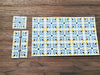 Dollhouse Miniature Tile Flooring Sheet Blue & Gold Tulips 1:12 Scale Break Off Pieces