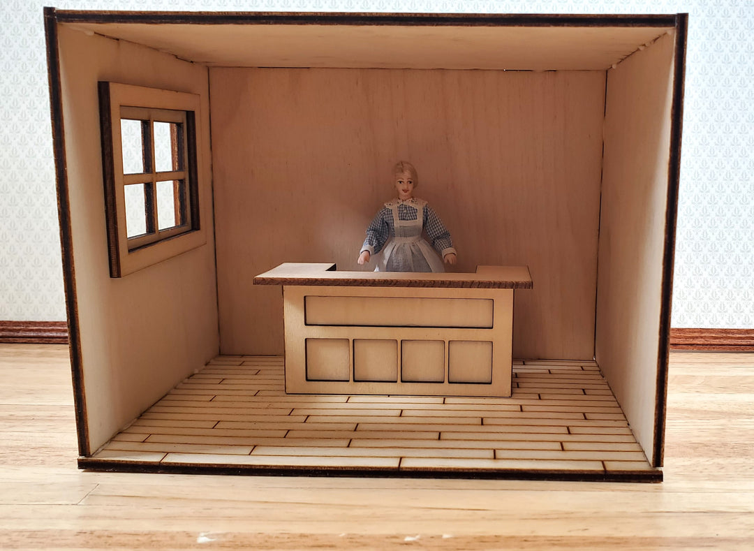 Half Scale Room Box DIY Kit Small Diorama Window Wood Floor 1:24 Miniature 6x4.5