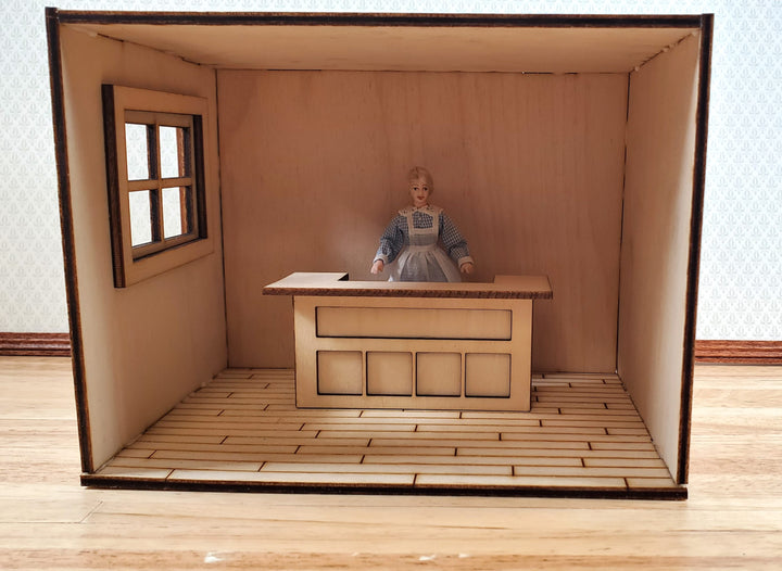 Half Scale Room Box DIY Kit Small Diorama Window Wood Floor 1:24 Miniature 6x4.5