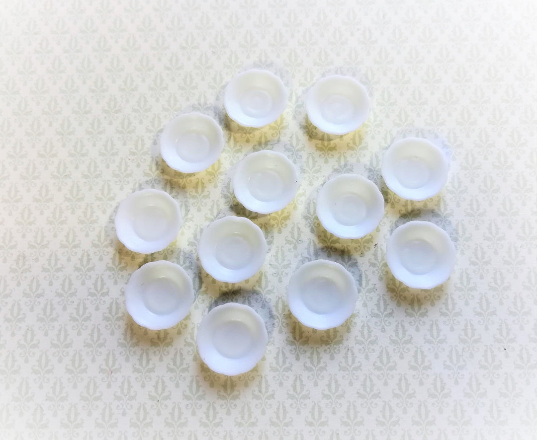 Dollhouse Miniature Soup Bowls Scalloped Edge x12 White Plastic Small 1:12 Scale
