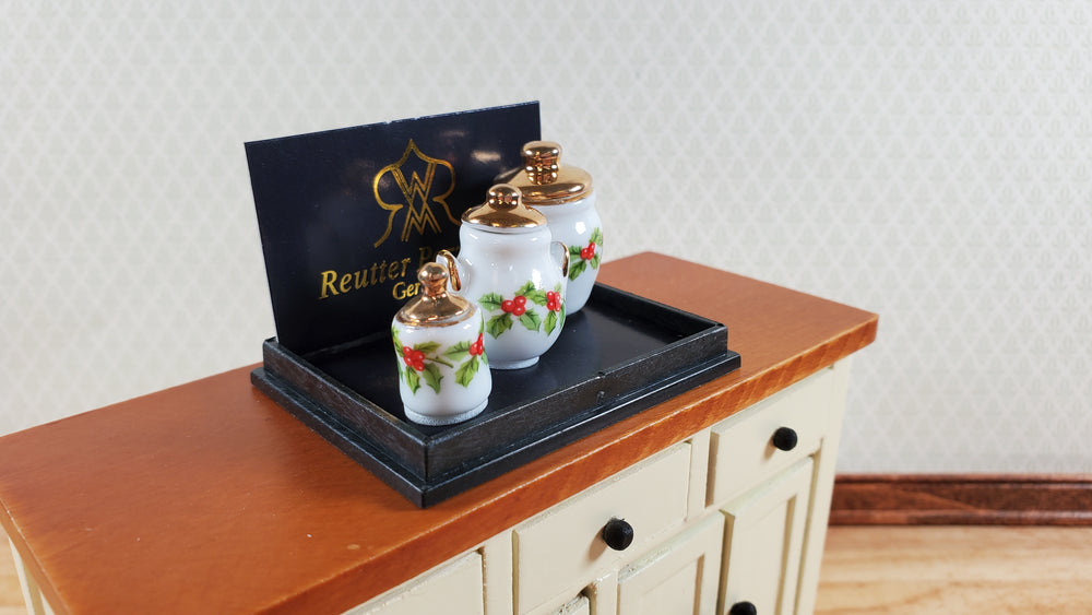 Dollhouse Cookie Jars Bins Reutter Porcelain Mistletoe 1:12 Scale Miniature