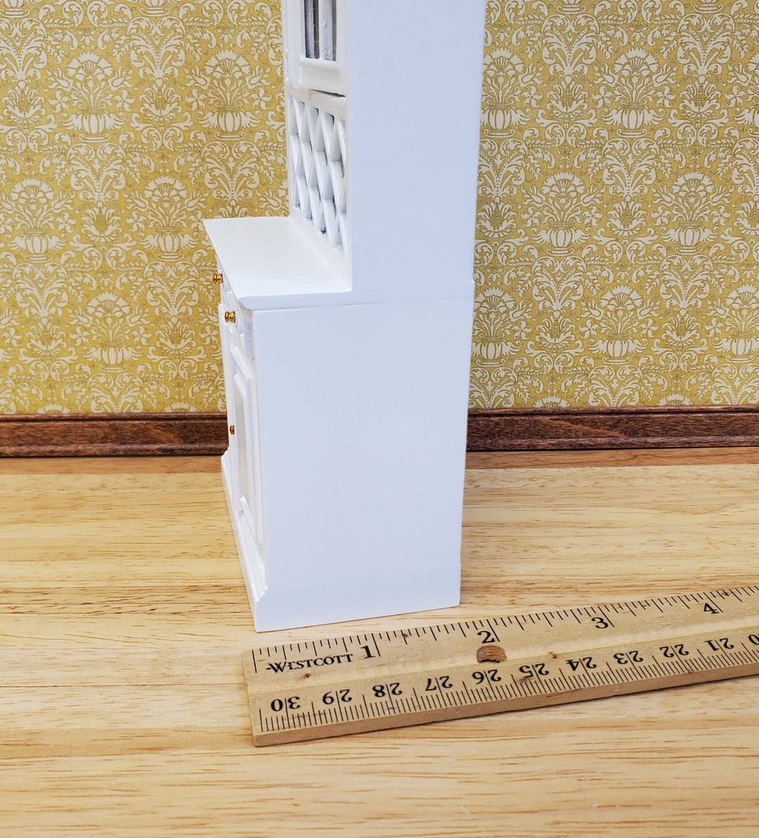 Dollhouse Cabinet Hutch with Wine Rack White Finish 1:12 Scale Miniature Furniture