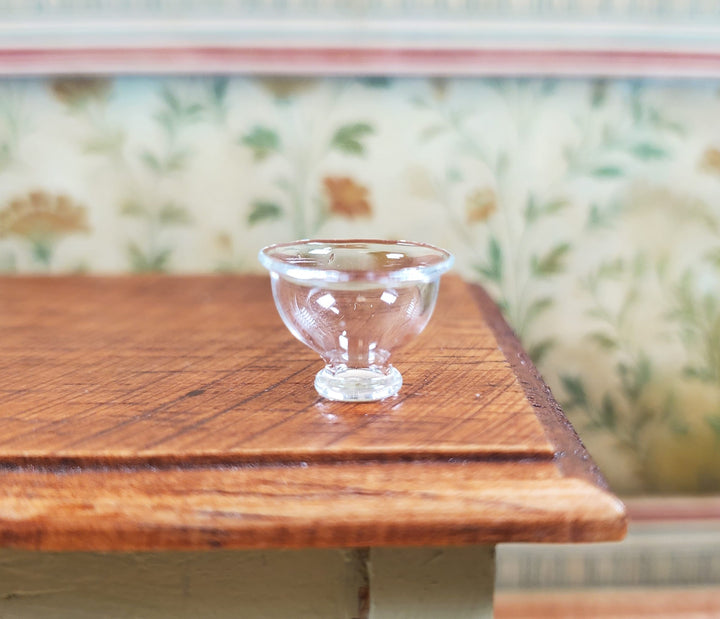 Dollhouse Small Glass Footed Bowl Clear 1:12 Scale Miniature