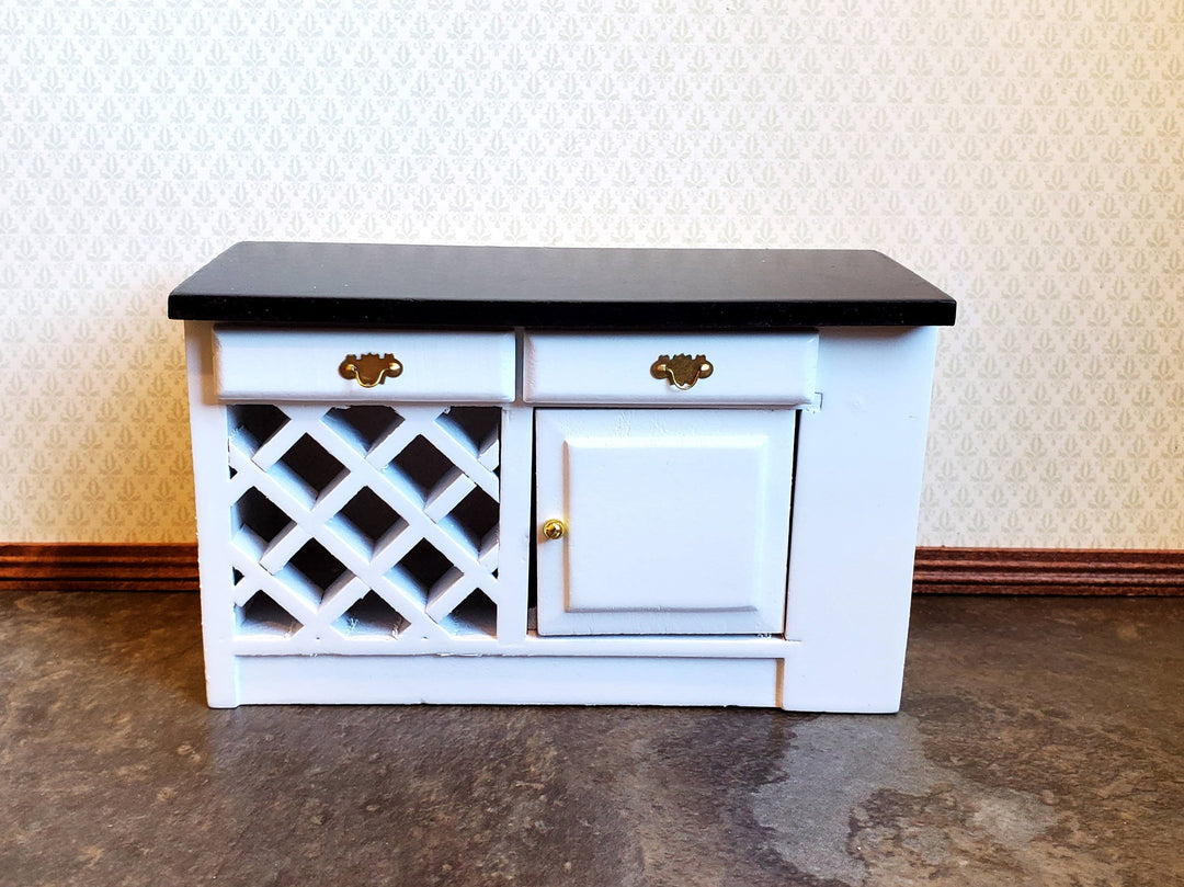 Dollhouse Kitchen Miniature Cabinet Counter Top Wine Rack 1:12 Scale White Black