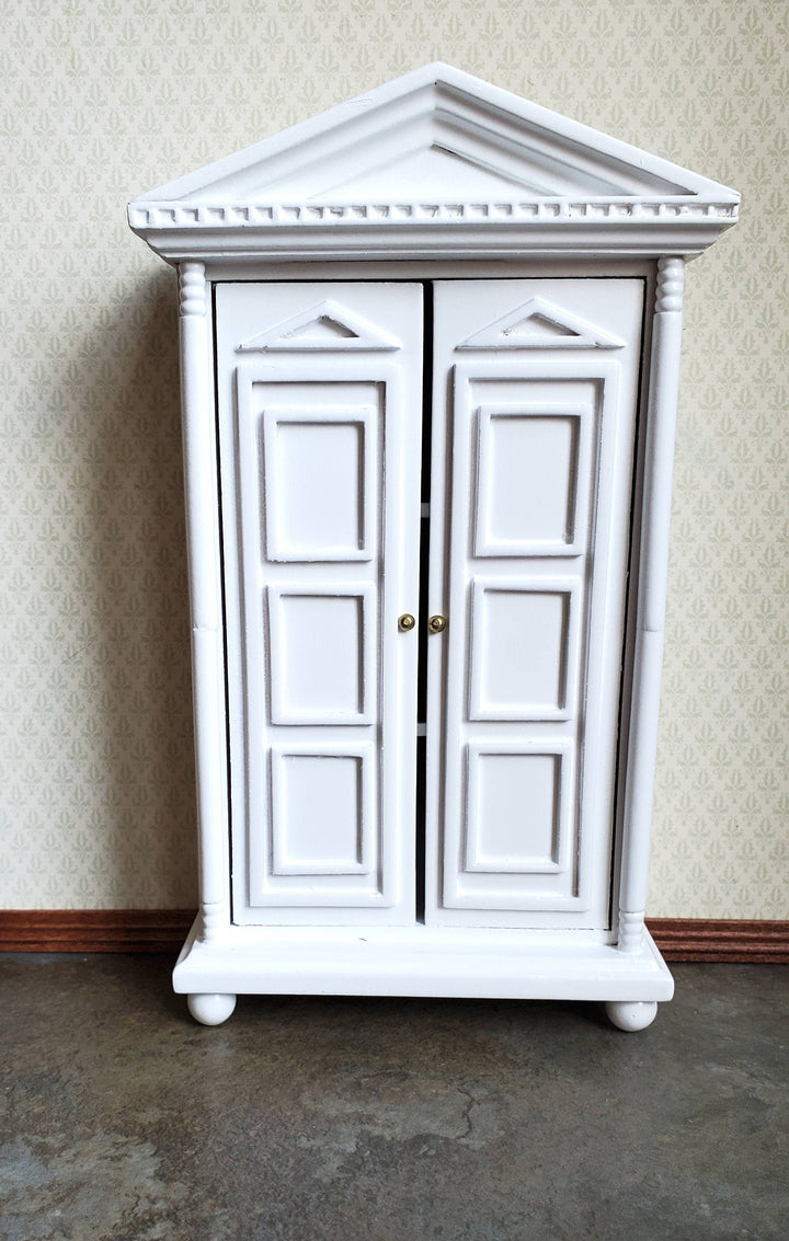Dollhouse Miniature Wardrobe Armoire White Closet for Bedroom 1:12 Furniture