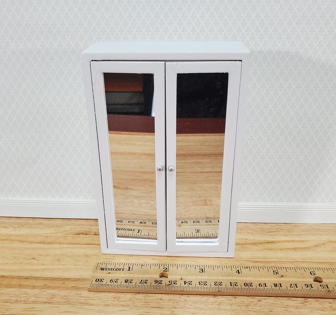 Dollhouse Wardrobe Closet Mirrored White Modern Style for Bedroom 1:12 Furniture