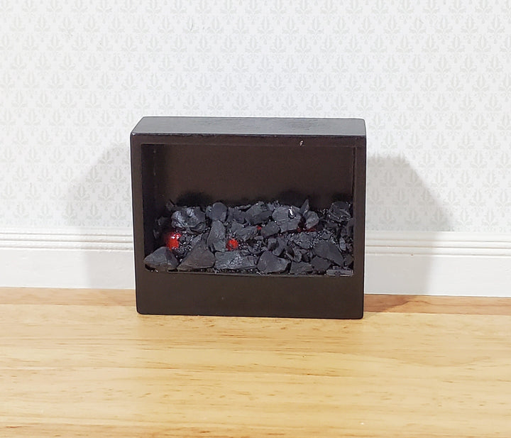 Dollhouse Wall Mounted Fireplace Modern Style Coals Battery Operated 1:12 Scale Miniature