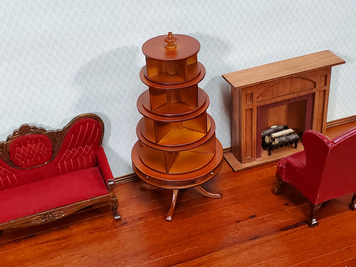 Miniature Revolving Bookcase Round Circular 1:12 Scale Dollhouse Furniture Library