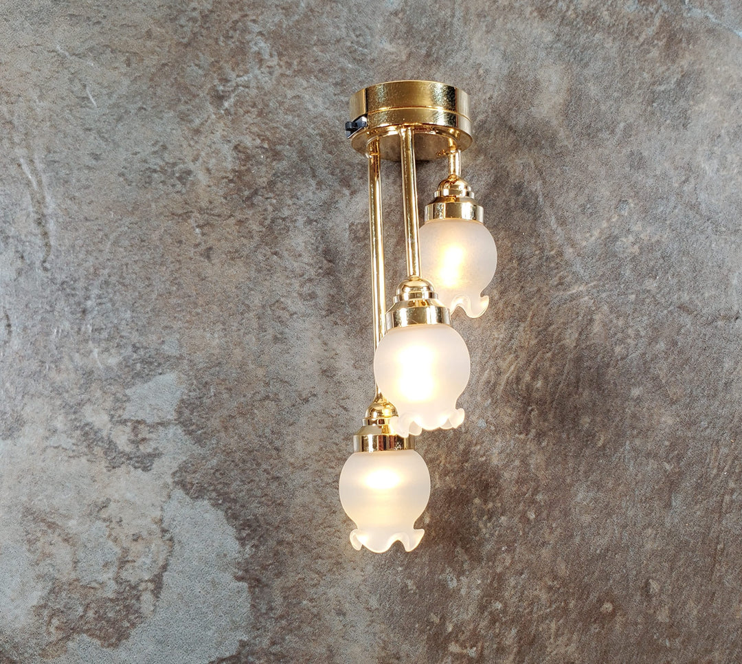 Dollhouse Battery Tall Tulip Ceiling Light Hanging 1:12 Scale Miniature