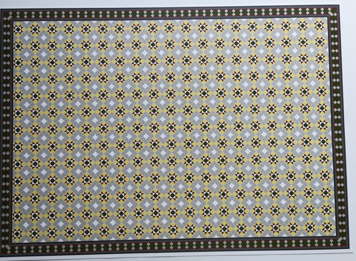 Dollhouse Victorian Faux Tile Flooring Diamond Pattern Green Gray 1:12
