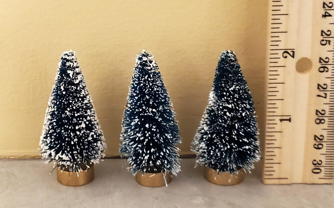 3 Small Evergreen Trees Topped with Snow 2" Tall Miniature Christmas Tree Model - Miniature Crush
