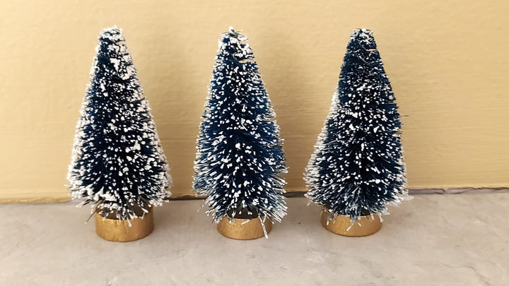 3 Small Evergreen Trees Topped with Snow 2" Tall Miniature Christmas Tree Model - Miniature Crush