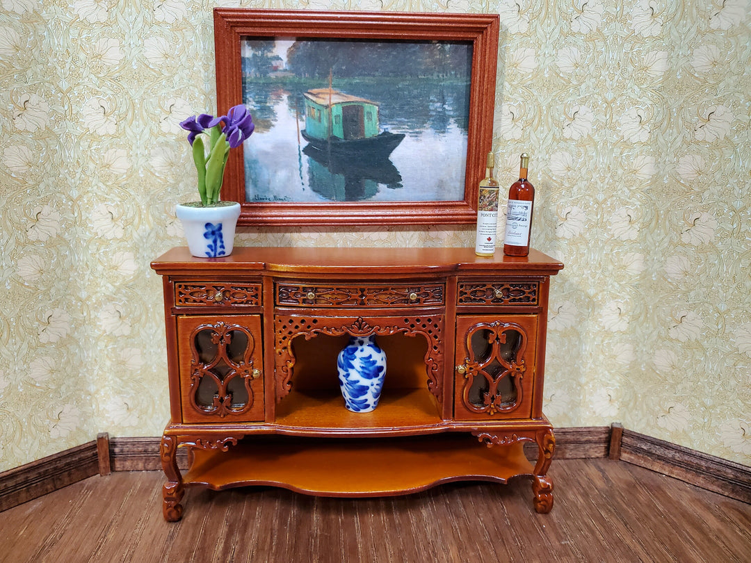 Dollhouse Buffet Sideboard Credenza Walnut Finish 1:12 Scale Miniature Furniture